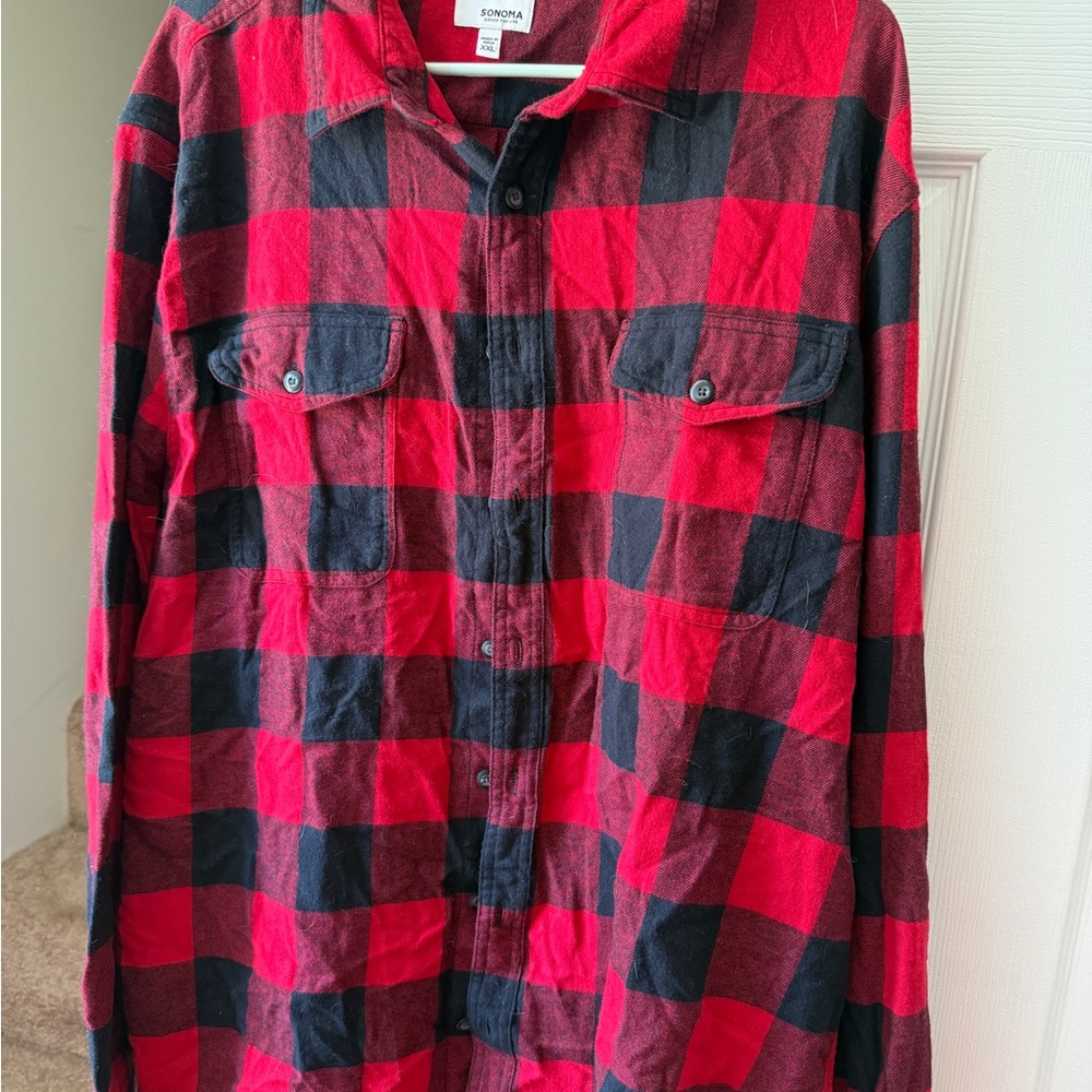 Sonoma Red and Black Plaid Men's Shirt